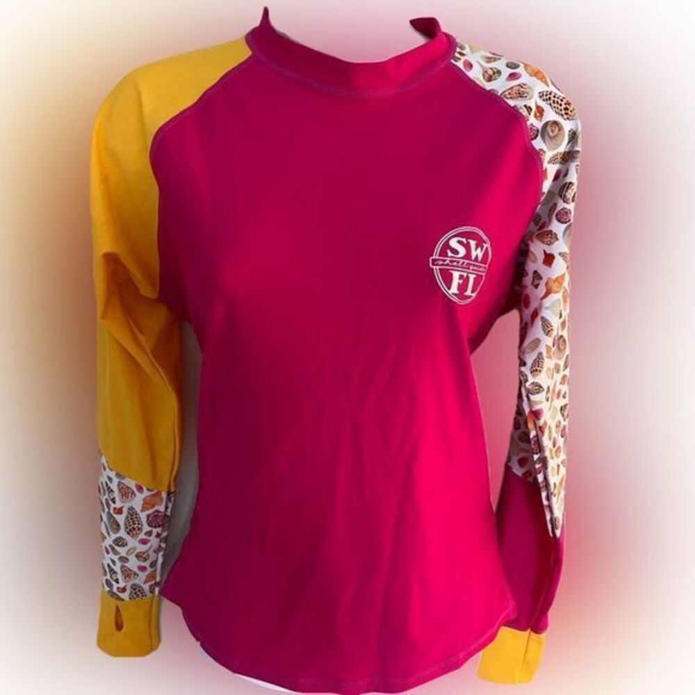 SWFL Shell Guide Rashguard- S pink /yellow, nylon spandex